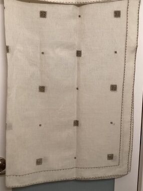 Vintage linen tablecloth, 88” x 44”, Cream